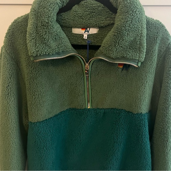 TEDDY APRES HALF ZIP COLOR BLOCK JACKET - GARDEN GREEN - Picture 12 of 15